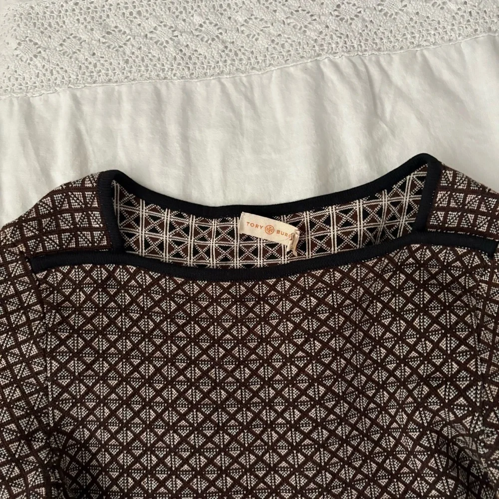 Tory Burch XS Geo Jacquard Knit Dress Sweater long sleeve